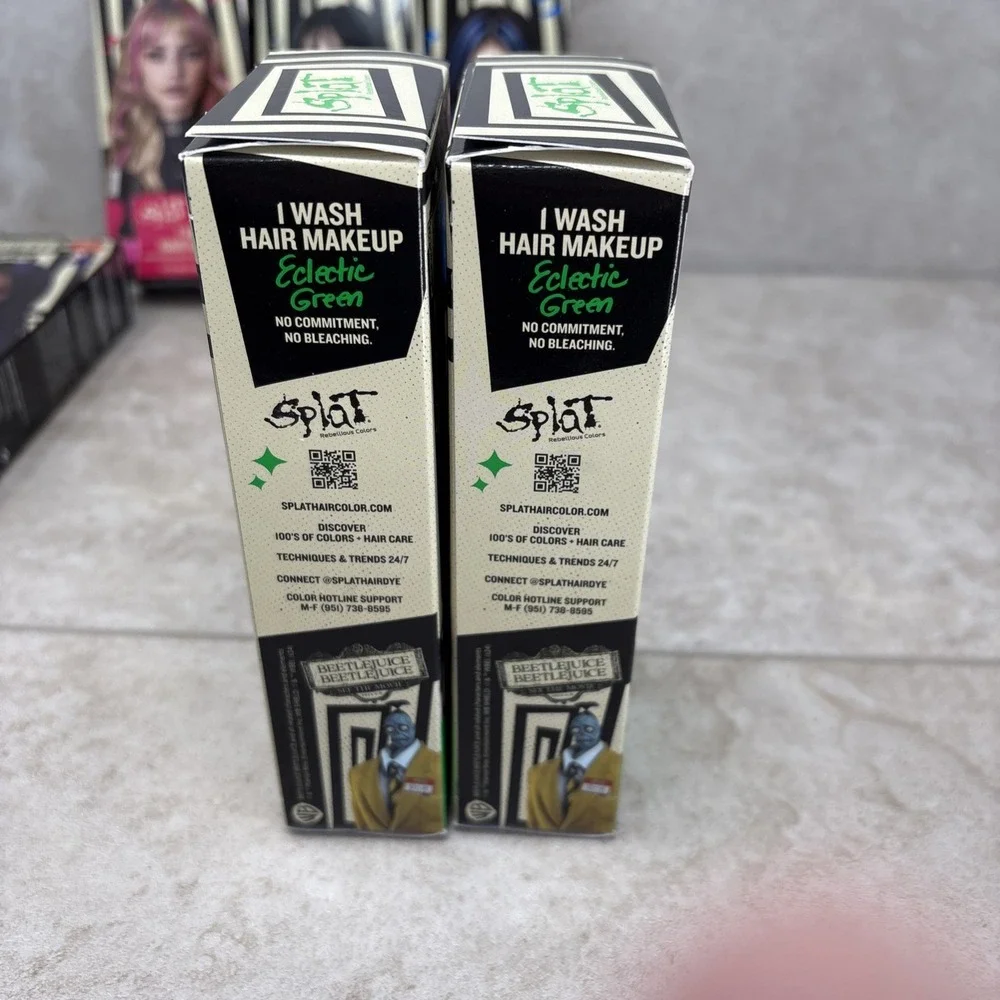 Lot of 2 Splat Halloween Green Temporary Hair Color Dye‎ Hair Makeup Washes Out
